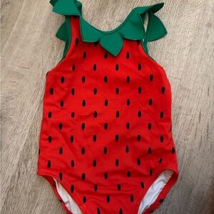 Like new baby Hannah Anderson 12-18 mo Red Watermelon One-Piece Swimsuit